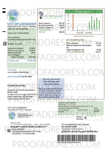 utility bill Longmont