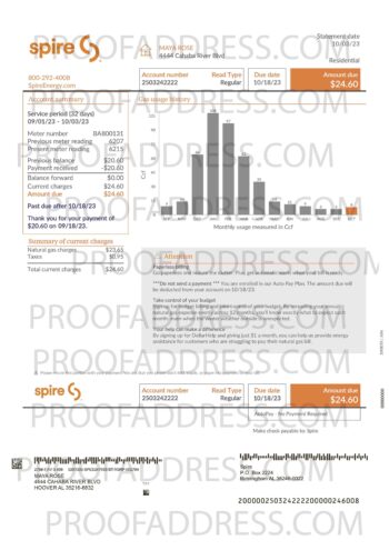 utility bill Spire Energy
