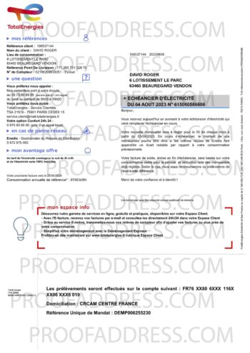 utility bill Total Energies
