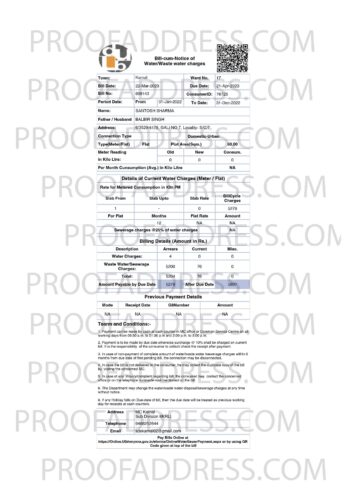 utility bill Ulbharyana water