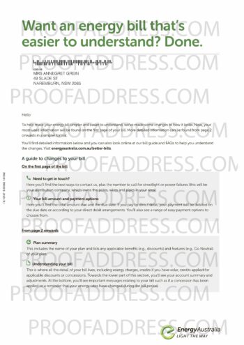 utility bill energy australia