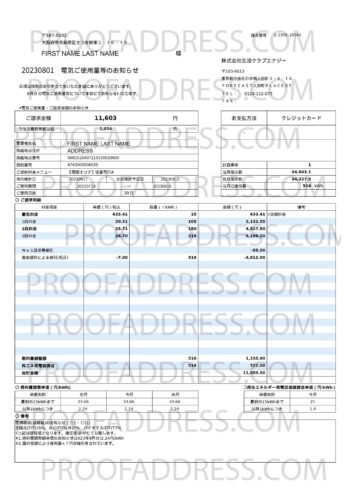 utility bill Seikatsu Club Energy
