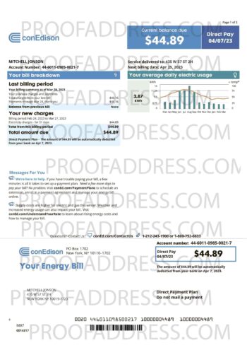 utility bill conEdison version 2.0