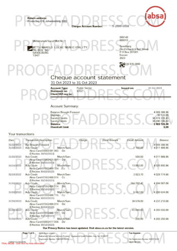 bank statement Absa