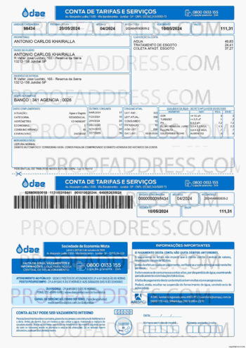 utility bill DAE Jundiai