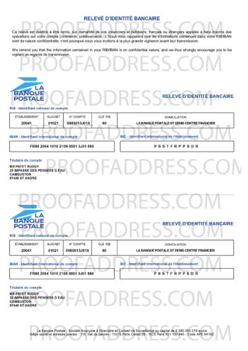 bank statement La Banque Postale