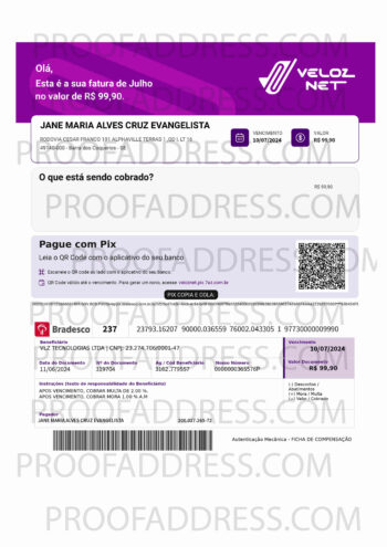 utility bill VELOZ NET