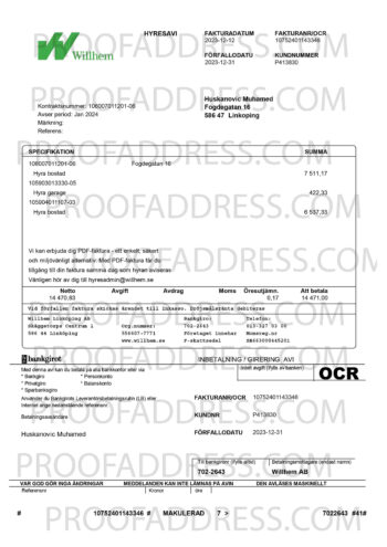 utility bill Willhem