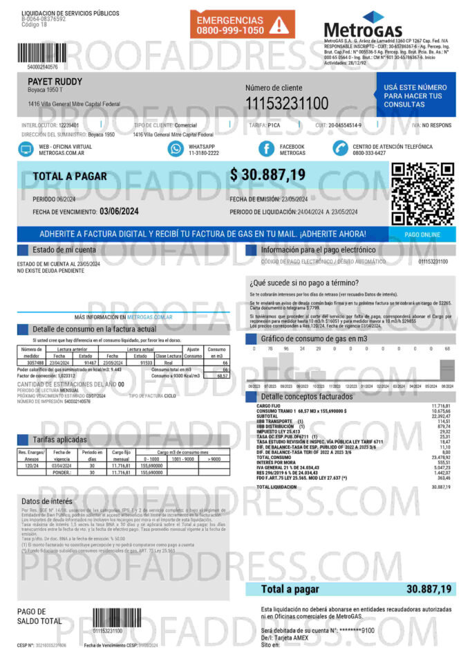 utility bill MetroGAS