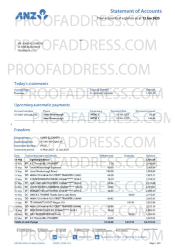 bank statement ANZ Bank