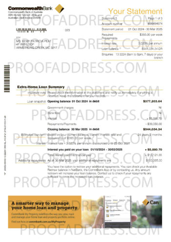 bank statement Commonwealth Bank