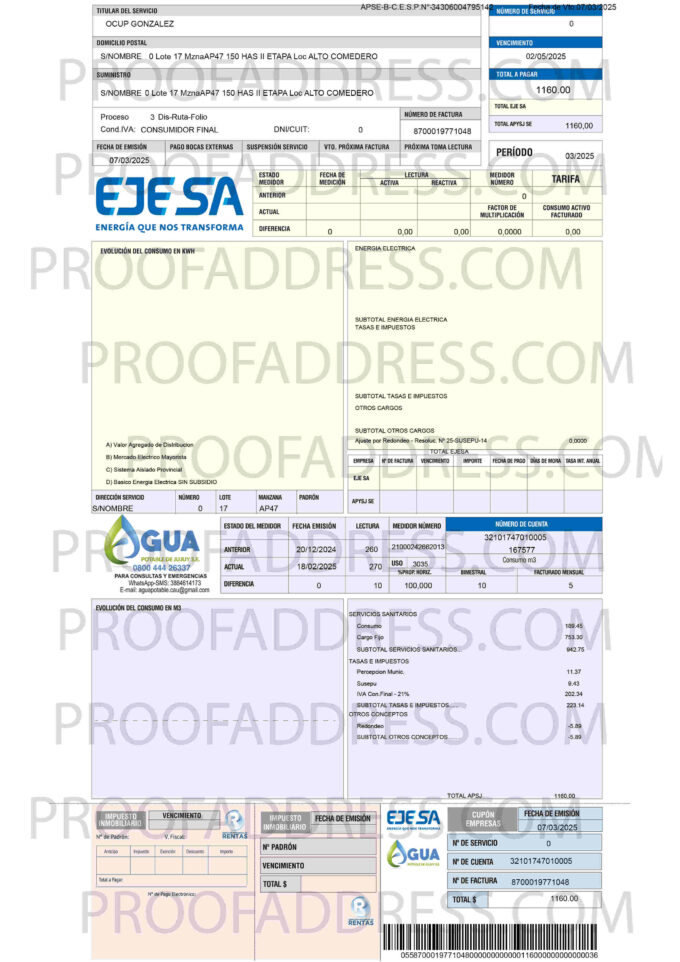 utility bill EJESA