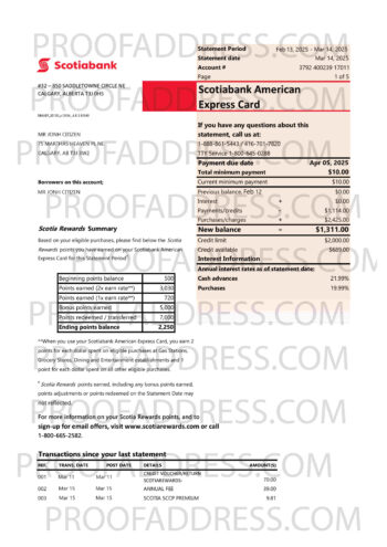 bank statement Scotiabank