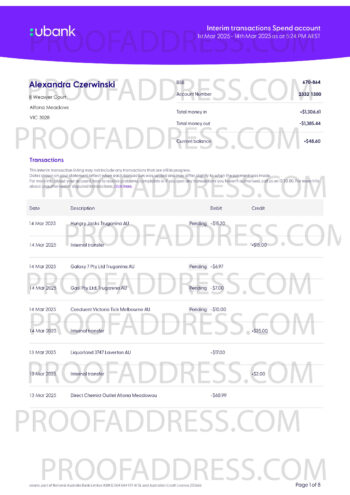 bank statement ubank