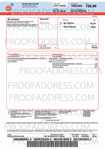 utility bill Claro NET