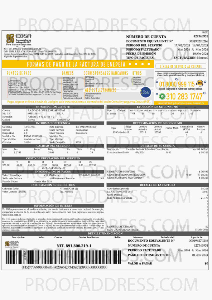 utility bill EBSA