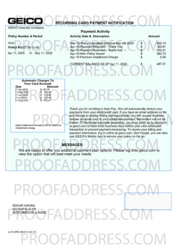 utility bill Geico