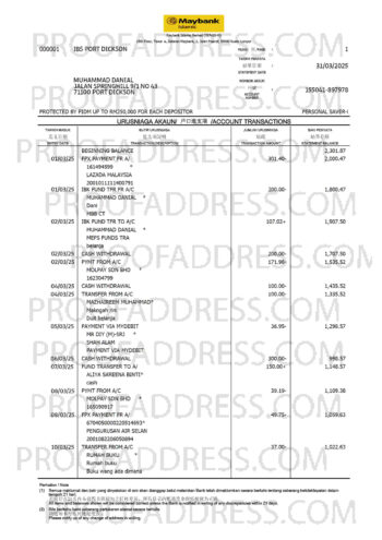 bank statement May Bank