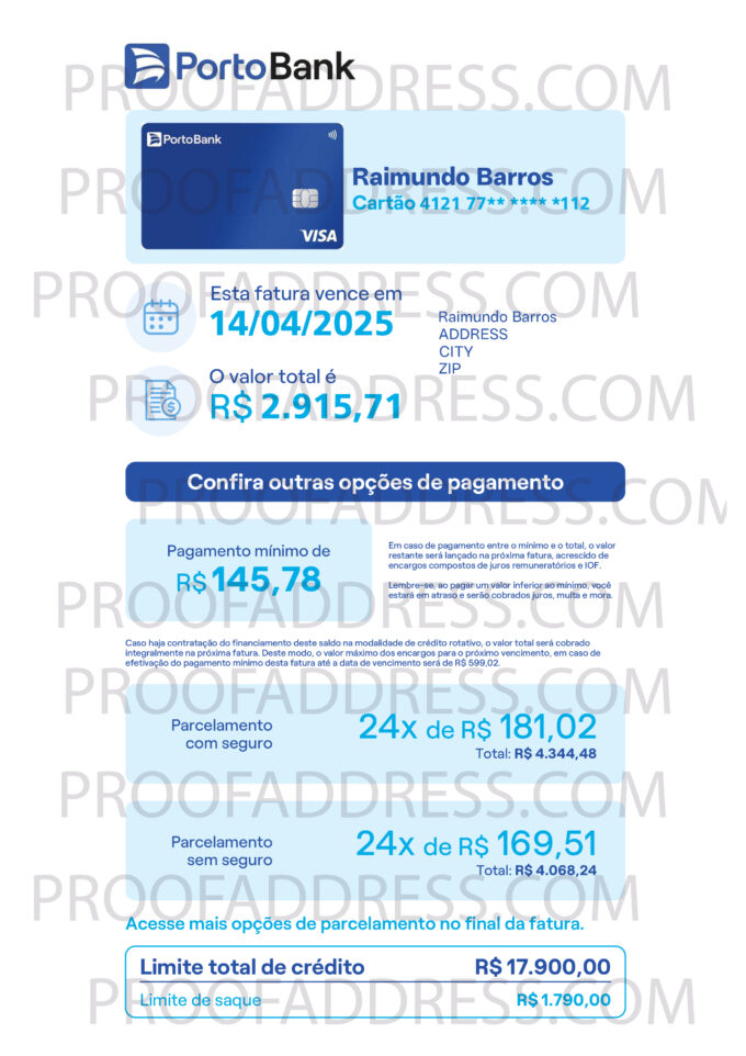 bank statement Porto Bank