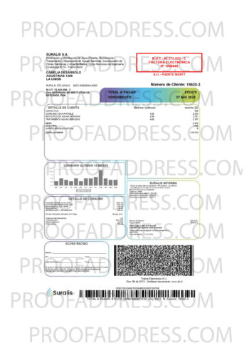 utility bill SURALIS SA