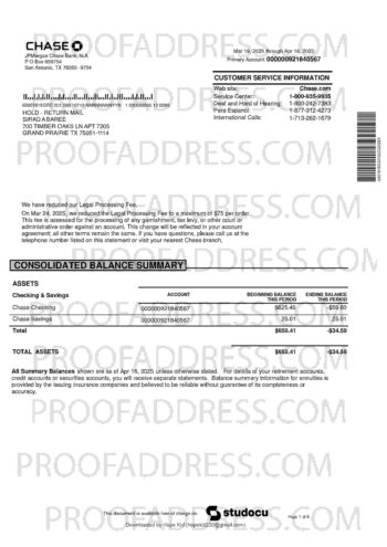 bank statement Chase version 2.0