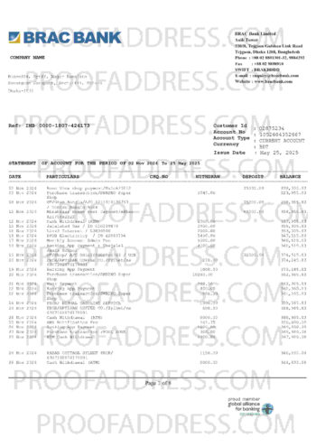 bank statement BRAC Bank