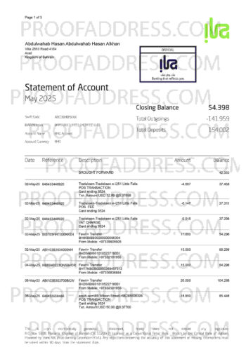 bank statement ILA Bank