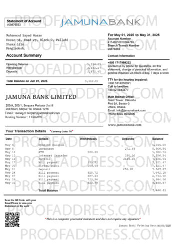 bank statement Jamuna Bank