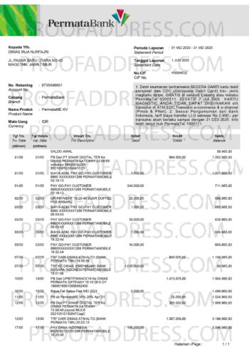 bank statement Permata Bank