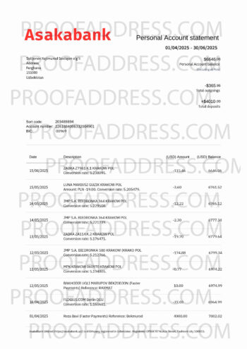 bank statement AsakaBank