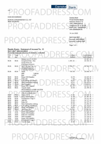 bank statement Danske Bank
