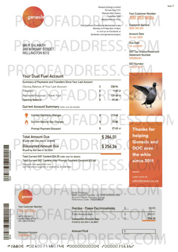 utility bill Genesis Energy