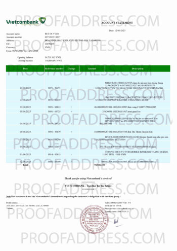 bank statement Vietcombank