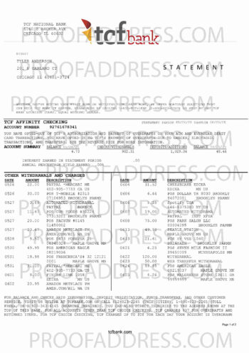 bank statement TCF