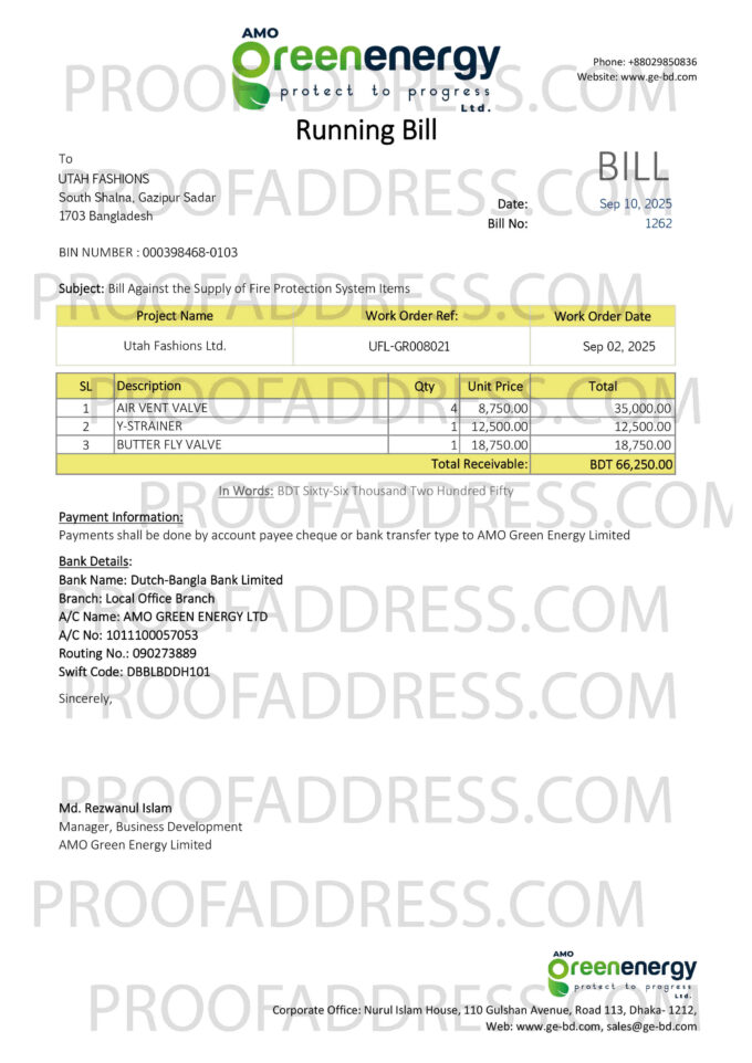 utility bill AMO Green Energy