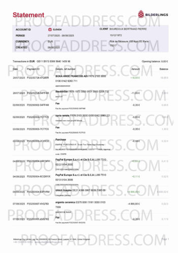 bank statement Bilderlings