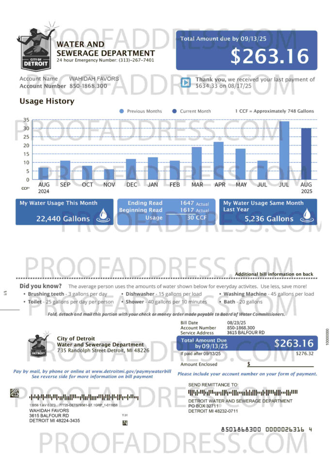 utility bill DWSD