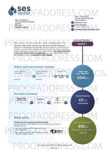 utility bill SES water