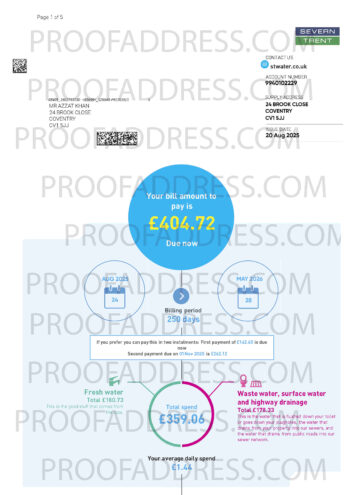 utility bill Severn Trent Water