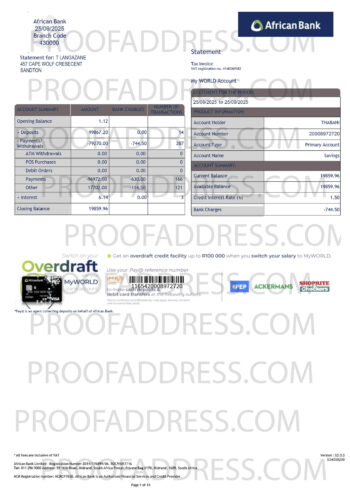 bank statement African Bank