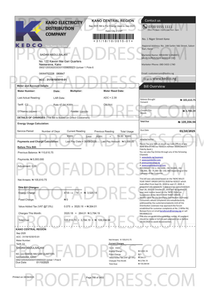utility bill KEDCO