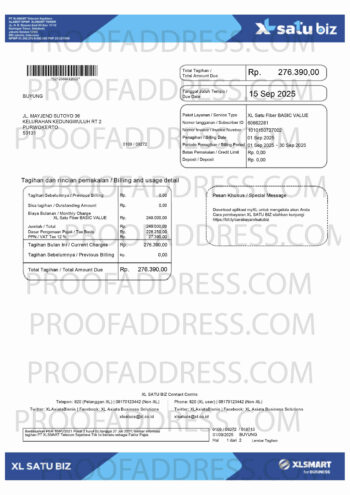 utility bill XL SATU BIZ