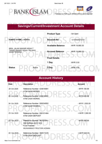 bank statement Bank Islam