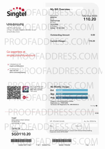 utility bill Singtel