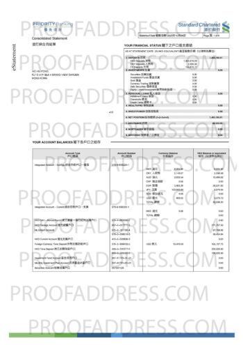 bank statement Standard Chartered