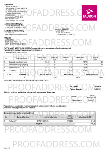 utility bill TAURON version 2.0