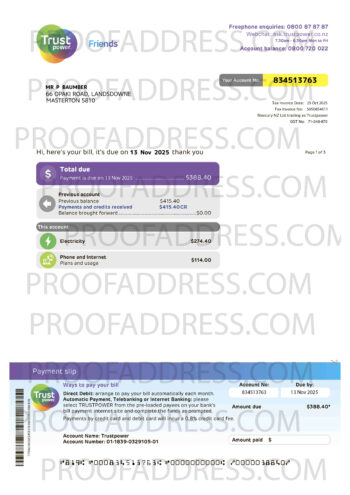utility bill Trustpower