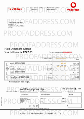 utility bill Vodafone