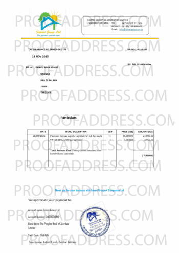 utility bill Fahari Group Ltd