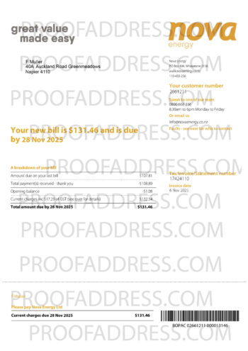 utility bill Nova Energy